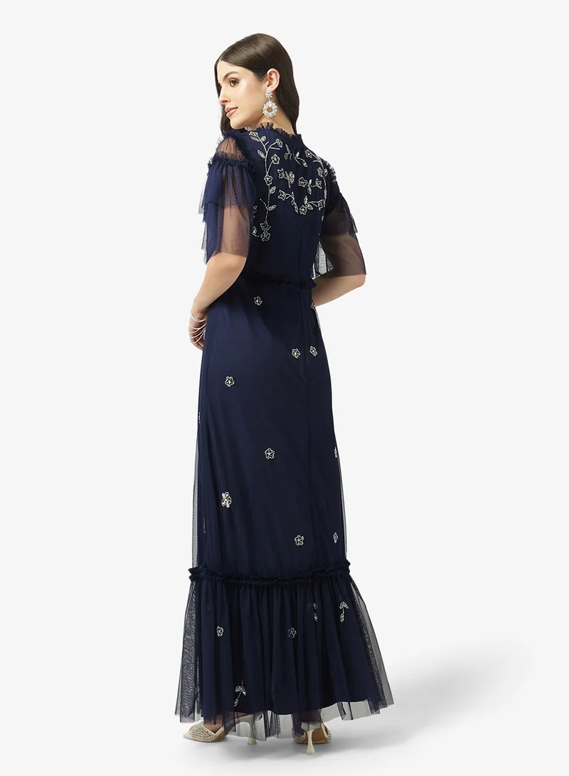 Frock and Frill Embellished Flared Sleeve Maxi Dress